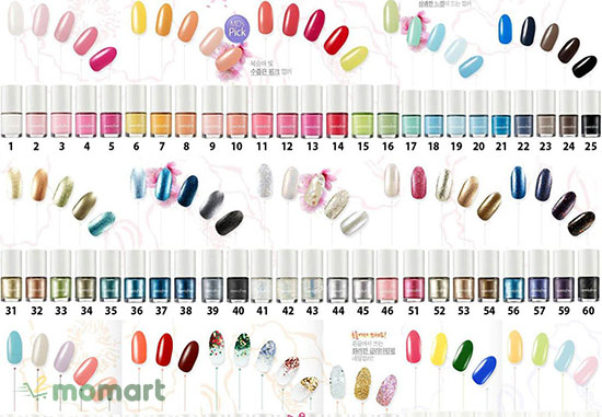 Bảng màu của Innisfree Real Color Nail