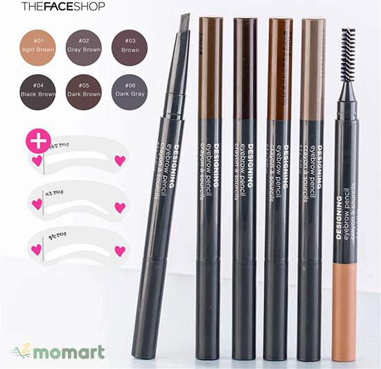 The Face Shop Designing Eyebrow Pencil với hai đầu kẻ tiện lợi