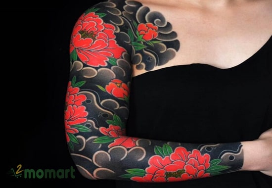 Tattoo mẫu đơn Nhật cổ trên tay đặc biệt đẹp mắt