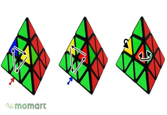 Đổi chiều Rubik tam giác theo kim đồng hồ