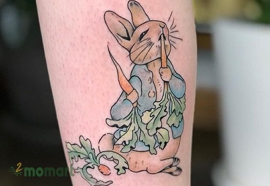 Hình xăm con thỏ ăn cà rốt đẹp