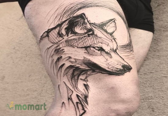 Mẫu tattoo sói trên chân giúp bạn nam thể hiện cá tính mạnh mẽ