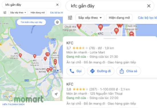 Cách tìm KFC gần đây nhất bằng google maps