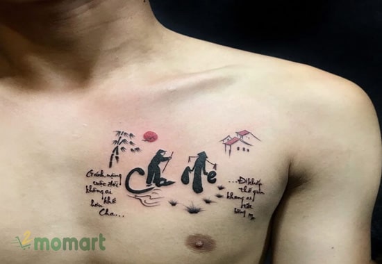 Mẫu tattoo gia đình trên ngực giúp bạn cuốn hút hơn