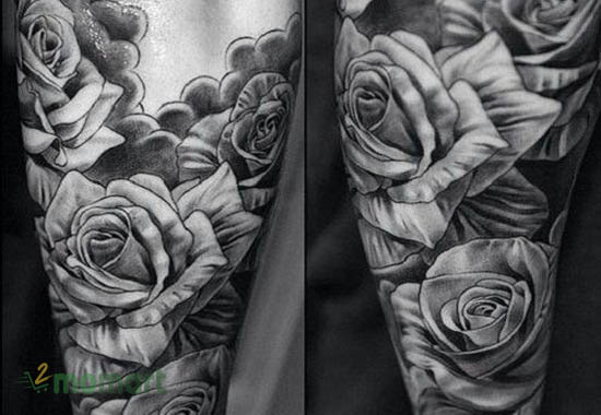 Tạo điểm nhấn với mẫu tattoo full chân với hoa hồng 