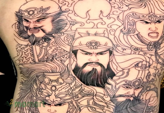 Mẫu tattoo Ngũ Hổ Tướng ấn tượng khiến nhiều người mê mẩn