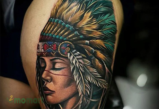 Thực hiện hình tattoo cô gái thổ dân đẹp