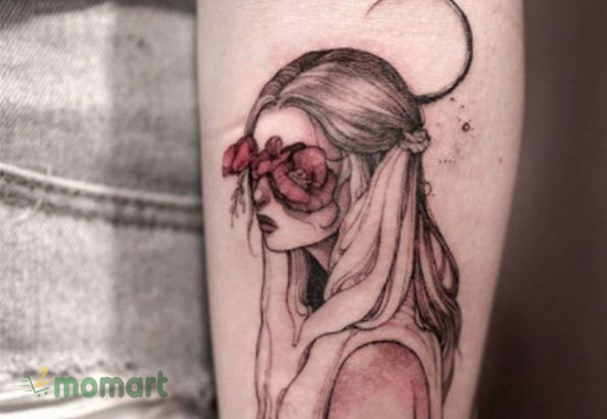 Thực hiện tattoo cô gái buồn đầy nghệ thuật