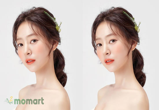 Các mẫu tóc đẹp dành cho cô dâu kiểu Hàn khá đơn giản