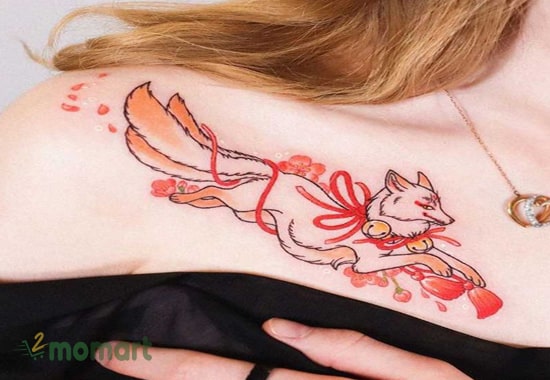 Hình tattoo hồ ly 9 đuôi ở ngực cực kỳ quyến rũ, gợi cảm