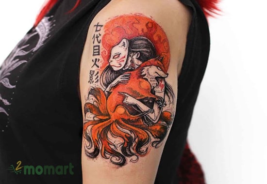 Mẫu tattoo hồ ly kiểu Nhật Bản với những nét vẽ rất tinh tế