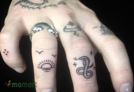 Tattoo hình mặt trời đặc biệt ấn tượng ở ngón tay phái mạnh