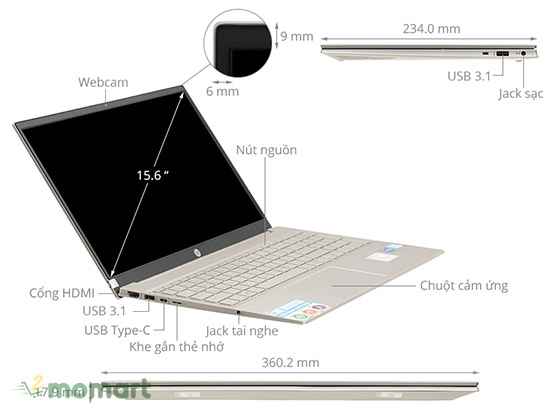 Màn hình độ phân giải HD của laptop HP Pavilion 15-eg0539TU