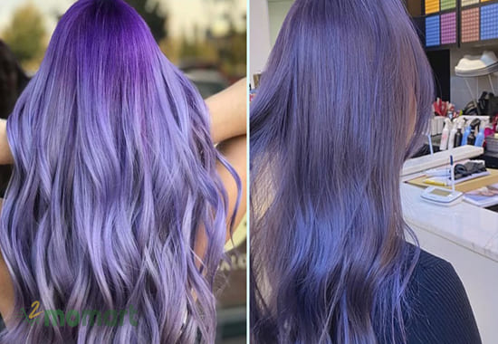 Những sợi tóc tím than lavender mang đến tổng thể hài hòa
