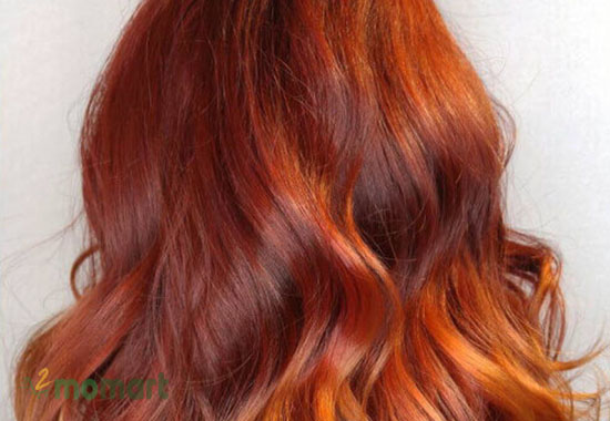 Mẫu Highlight màu tóc đỏ cam đẹp