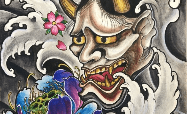 Ý nghĩa của hình xăm mặt quỷ  Japan tattoo Hình xăm Hình xăm mặt