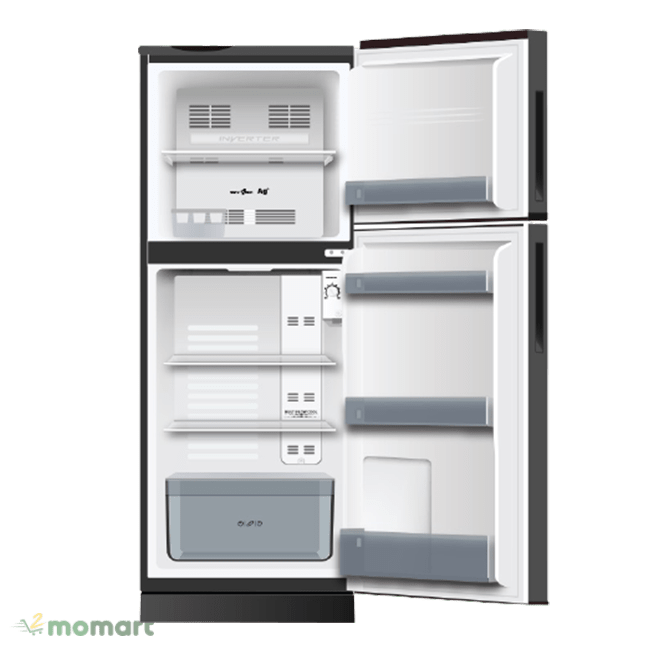 Tủ lạnh Aqua Inverter 186 lít AQR-T219FA(PB) bên trong