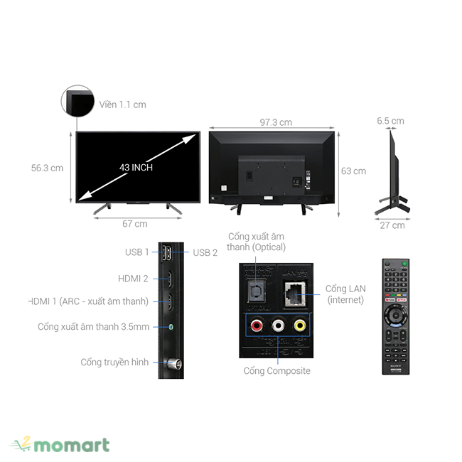 Smart Tivi Sony 43 inch KDL-43W660G đáp ứng nhu cầu nhiều người dùng