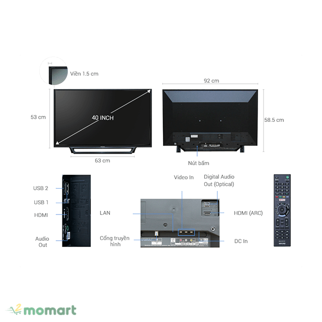 Tivi Sony 40 inch KDL-40W650D bao gồm nhiều tính năng hiện đại