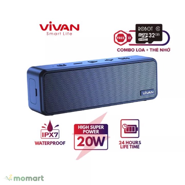 Loa bluetooth Vivan VS20 pin khủng lên tới 24 giờ với âm thanh siêu đỉnh