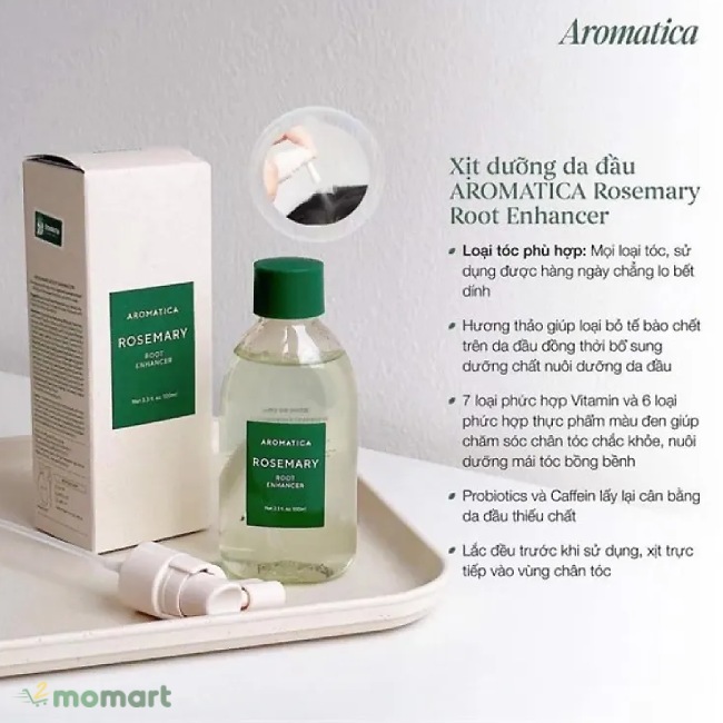 Xịt dưỡng chân tóc hương thảo Aromatica Rosemary Root Enhancer hiệu quả